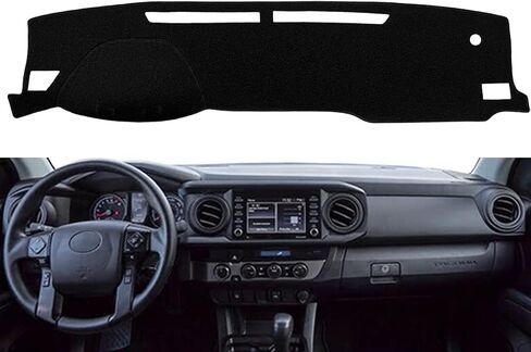حصيرة غطاء داش مناسبة خصيصًا لسيارة Toyota Tacoma 1998 1999 2000 2001 2002 2003 2004، غطاء لوحة القيادة واقي السجاد (أسود) F83 in Kuwait