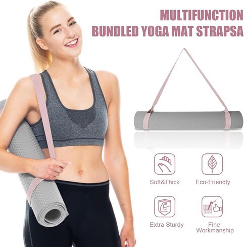 حزام سجادة اليوجا من HiinHerse، حامل سجادة اليوجا، أشرطة حامل سجادة اليوجا وبساط التمرين (63 بوصة، مسحوق مطاطي) in Kuwait