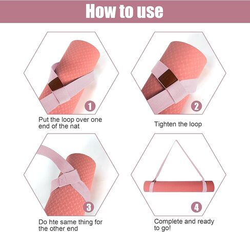 حزام سجادة اليوجا من HiinHerse، حامل سجادة اليوجا، أشرطة حامل سجادة اليوجا وبساط التمرين (63 بوصة، مسحوق مطاطي) in Kuwait