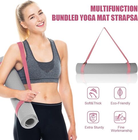 حزام بساط اليوجا، حامل بساط اليوجا، أشرطة حامل بساط اليوجا وبساط التمرين (63 بوصة، مسحوق البطيخ) in Kuwait