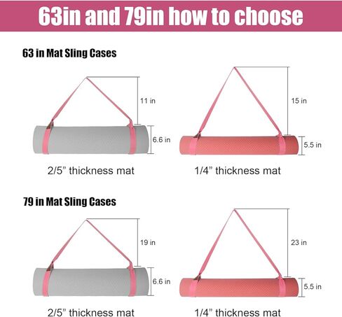 حزام بساط اليوجا، حامل بساط اليوجا، أشرطة حامل بساط اليوجا وبساط التمرين (63 بوصة، مسحوق البطيخ) in Kuwait