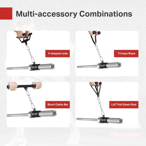 SPART T-Bar Row Platform with Chain - Eyelet Landmine Attachment Fits 2" Olympic Bar Full 360° Swivel Ideal for Bent Over Exercises Targets Back Shoulder and Core Muscles T Bar Row Handle for Barbell in Kuwait