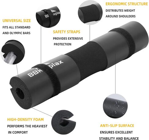 Barbell Pad Foam Squat Bar Pad Hip Thrust Pad with Safety Straps for Squats, Lunges and Weight Lifting Provides Cushion to Neck and Shoulders While Training, Barbell Cushion Pad for Standard & Olympic Bars in Saudi Arabia