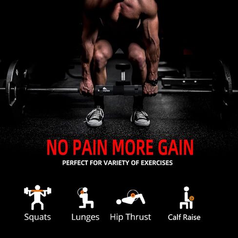 Barbell Pad Foam Squat Bar Pad Hip Thrust Pad with Safety Straps for Squats, Lunges and Weight Lifting Provides Cushion to Neck and Shoulders While Training, Barbell Cushion Pad for Standard & Olympic Bars in Saudi Arabia