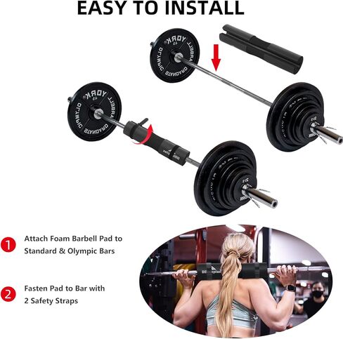 Barbell Pad Foam Squat Bar Pad Hip Thrust Pad with Safety Straps for Squats, Lunges and Weight Lifting Provides Cushion to Neck and Shoulders While Training, Barbell Cushion Pad for Standard & Olympic Bars in Saudi Arabia