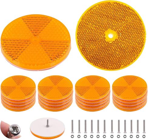 Swpeet 45Pcs Round Front Reflector Driveway Trailer Reflectors, 3 Colors of Reflective Mailbox Reflector with Center Mounting Hole with 304 Stainless Steel Screw Used for Roads Mailboxes Tunnels in Saudi Arabia