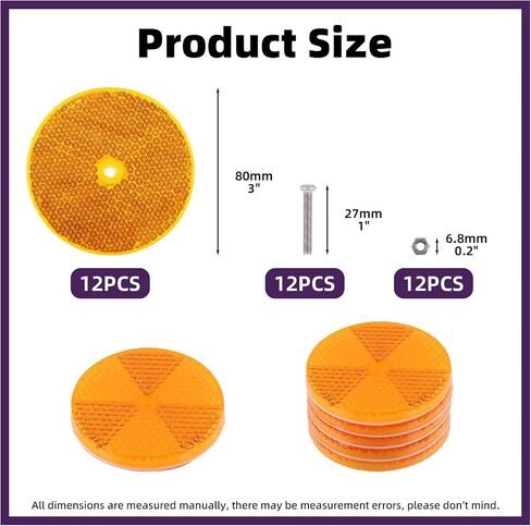 Swpeet 45Pcs Round Front Reflector Driveway Trailer Reflectors, 3 Colors of Reflective Mailbox Reflector with Center Mounting Hole with 304 Stainless Steel Screw Used for Roads Mailboxes Tunnels in Saudi Arabia