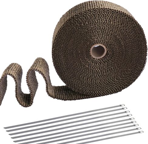 JUSTTOP 2 "x 50' شريط عازل للحرارة للعادم العالمي من التيتانيوم مع شريط قفل من الفولاذ المقاوم للصدأ للدراجات النارية والملحقات الخارجية لشريط العزل الحراري للسيارة in Kuwait