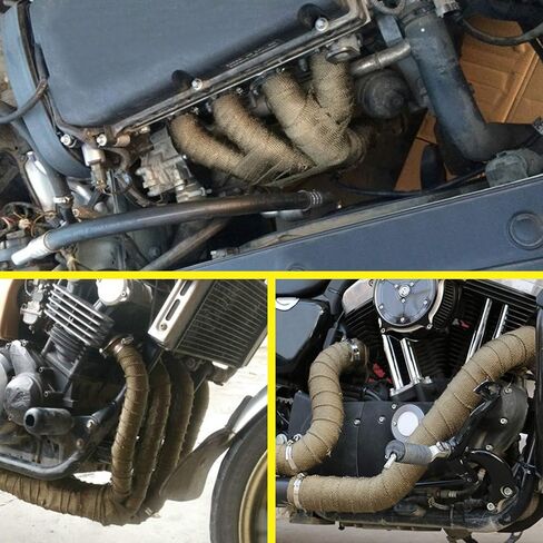 JUSTTOP 2 "x 50' شريط عازل للحرارة للعادم العالمي من التيتانيوم مع شريط قفل من الفولاذ المقاوم للصدأ للدراجات النارية والملحقات الخارجية لشريط العزل الحراري للسيارة in Kuwait