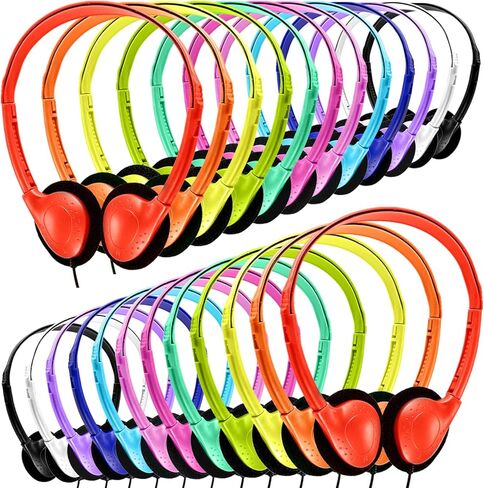 مجموعة سماعات الفصل الدراسي مكونة من 12 قطعة لطلاب المدارس والأطفال والكبار - قابس سلكي قوي 3.5 ملم (أسود، 12 حزمة) in Kuwait