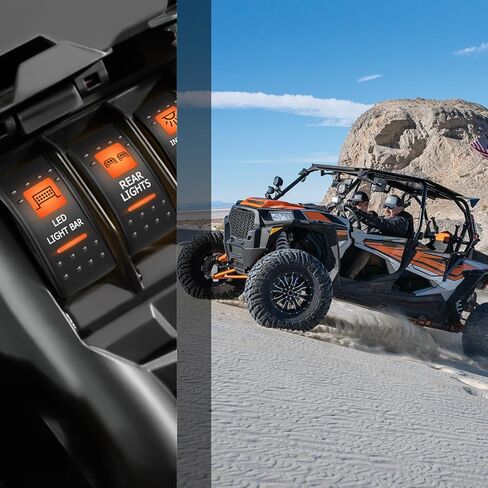 Nilight UTV LED Light Bar Rocker Switch On Off 5 PIN SPST LED Light Bar Switchs مع إضاءة خلفية برتقالية 12V 24V مفاتيح تبديل متوافقة مع Polaris RZR Can-Am ATVs UTVs Cars Trucks RVs، ضمان لمدة عامين in Kuwait