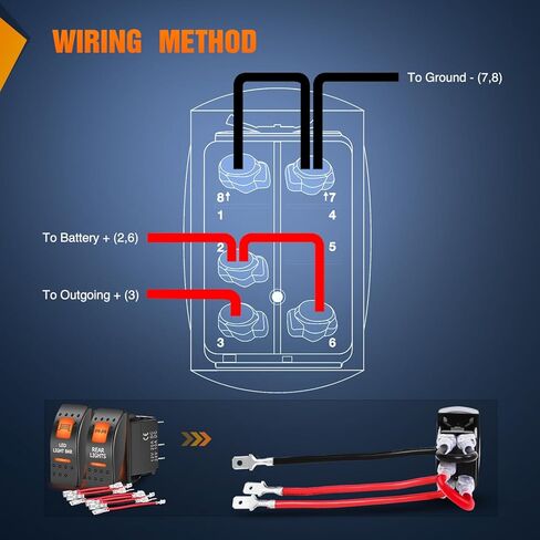 Nilight UTV LED Light Bar Rocker Switch On Off 5 PIN SPST LED Light Bar Switchs مع إضاءة خلفية برتقالية 12V 24V مفاتيح تبديل متوافقة مع Polaris RZR Can-Am ATVs UTVs Cars Trucks RVs، ضمان لمدة عامين in Kuwait