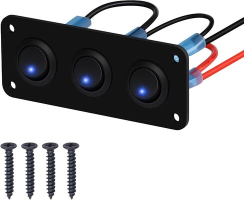 لوحة التبديل الروك تبديل، DC 12V 20A الأزرق LED لوحة التبديل شاحن USB الروك التبديل جولة مضاءة على إيقاف SPST التحكم التبديل للسفن، اليخوت، RVs، الحافلات، مقطورة، العربة، قارب الخ in Saudi Arabia