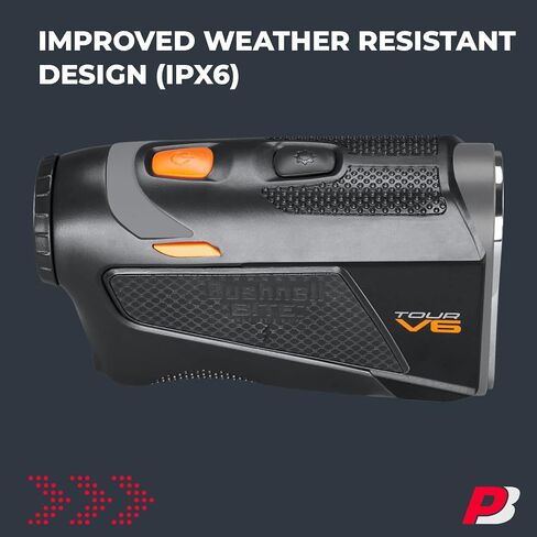 Bushnell Tour V6 Golf Rangefinder - PinSeeker with Visual JOLT, BITE Mount, & IPX6 Rating - Bundle with Bushnell Golf Carrying Case, PlayBetter Microfiber Towel, 2 CR2 Batteries, & More in Saudi Arabia