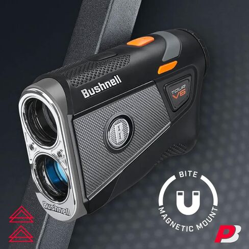 Bushnell Tour V6 Golf Rangefinder - PinSeeker with Visual JOLT, BITE Mount, & IPX6 Rating - Bundle with Bushnell Golf Carrying Case, PlayBetter Microfiber Towel, 2 CR2 Batteries, & More in Saudi Arabia