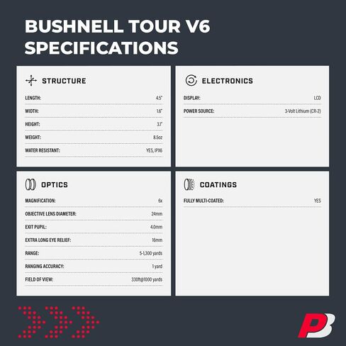 Bushnell Tour V6 Golf Rangefinder - PinSeeker with Visual JOLT, BITE Mount, & IPX6 Rating - Bundle with Bushnell Golf Carrying Case, PlayBetter Microfiber Towel, 2 CR2 Batteries, & More in Saudi Arabia