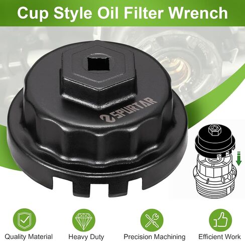 Spurtar Oil Filter Wrench for Toyota Oil Filter Tool Oil Filter Cap Wrench Removal Tool 64mm for Lexus, Camry, 4 Runner, Tundra 2.5-5.7L Engine in Saudi Arabia