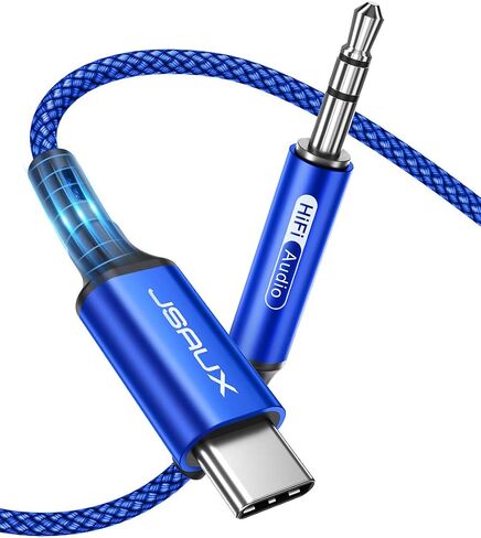 JSAUX USB C إلى 3.5 ملم كابل صوت Aux 6.6 قدم، USB من النوع C إلى 3.5 ملم سلك سيارة ستيريو متوافق مع Samsung Galaxy S20 Note 20 Ultra Note 10 Plus، iPad Pro، Pixel 5 4 3 2 XL والمزيد - أزرق in Saudi Arabia