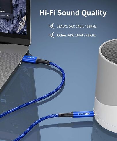 JSAUX USB C إلى 3.5 ملم كابل صوت Aux 6.6 قدم، USB من النوع C إلى 3.5 ملم سلك سيارة ستيريو متوافق مع Samsung Galaxy S20 Note 20 Ultra Note 10 Plus، iPad Pro، Pixel 5 4 3 2 XL والمزيد - أزرق in Saudi Arabia