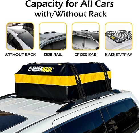 حقيبة شحن عالمية على سطح السيارة من MaxxHaul 50719 لجميع المركبات مع أو بدون حامل، 15 قدم مكعب، مقاومة للماء in Saudi Arabia