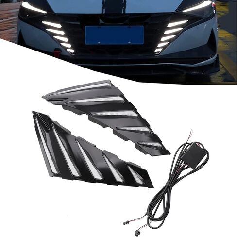 مصابيح LED للجري النهاري من MotorFansClub تناسب Hyundai Elantra 2021 2022 2023 الشبكة الأمامية 3 ألوان DRL إشارة الانعطاف تناسب فقط إزاحة 1.5L in Saudi Arabia