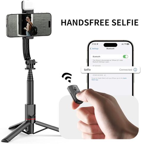 Joyful 41" Phone Selfie Stick Tripod with Light and Remote Control, Portable Tripod, Cell Phone Holder for iPhone 15/14/13 and Android Samsung S22/S23 in Saudi Arabia