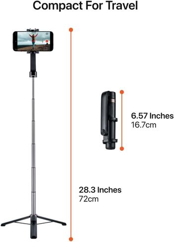 شيفت كام | TravelPod Selfie، حامل ثلاثي متنقل مناسب للسفر وعصا سيلفي مع حامل حذاء بارد عالمي لملحقات التثبيت in Kuwait