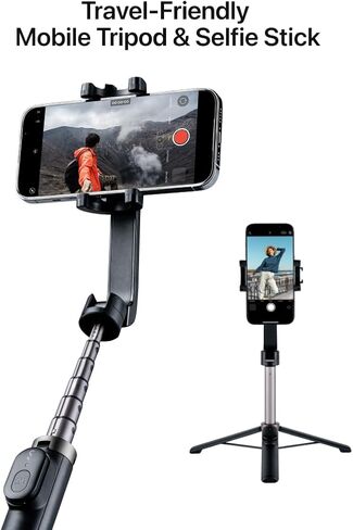شيفت كام | TravelPod Selfie، حامل ثلاثي متنقل مناسب للسفر وعصا سيلفي مع حامل حذاء بارد عالمي لملحقات التثبيت in Kuwait