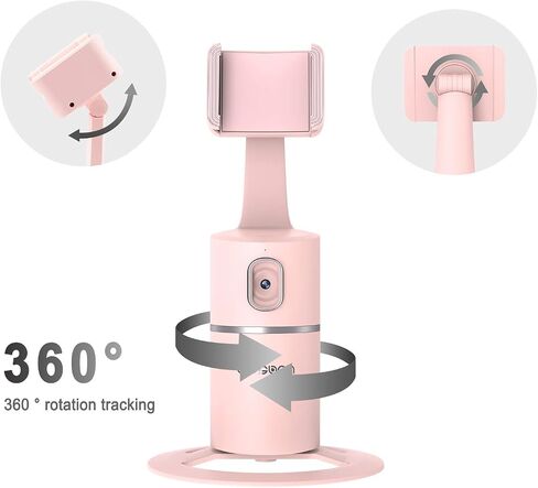 حامل ثلاثي لتتبع الوجه تلقائيًا، حامل كاميرا هاتف يدور 360 درجة مع ضوء حلقة سيلفي، بدون تطبيق، حامل تصوير ذكي يعمل بالبطارية لمدونة الفيديو المباشرة (أسود) in Saudi Arabia