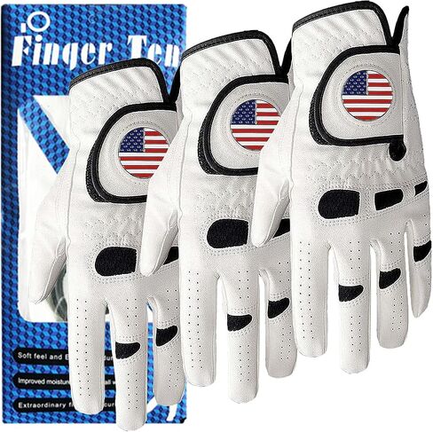 Amy Sport Golf Gloves Men Left Hand Right Handed Golfer 3 Pack with Ball Marker Soft Leather Weathersof Grip Mens Glove Size S M ML L XL XXL 3XL in Kuwait