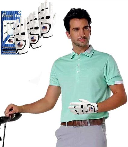 Amy Sport Golf Gloves Men Left Hand Right Handed Golfer 3 Pack with Ball Marker Soft Leather Weathersof Grip Mens Glove Size S M ML L XL XXL 3XL in Kuwait