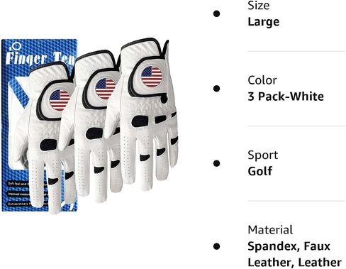 Amy Sport Golf Gloves Men Left Hand Right Handed Golfer 3 Pack with Ball Marker Soft Leather Weathersof Grip Mens Glove Size S M ML L XL XXL 3XL in Kuwait