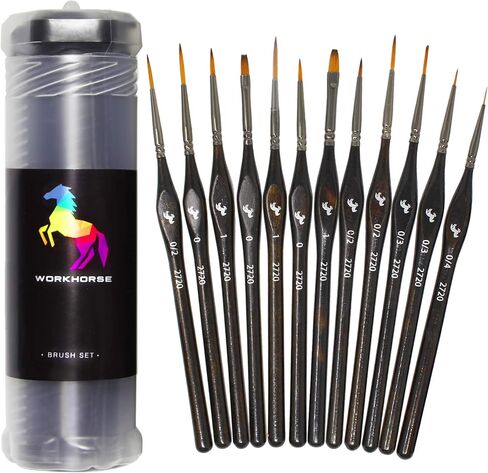 مجموعة فرش رسم للتفاصيل الدقيقة ذات قبضة مريحة مكونة من 12 قطعة من Workhorse in Kuwait