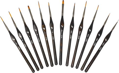 مجموعة فرش رسم للتفاصيل الدقيقة ذات قبضة مريحة مكونة من 12 قطعة من Workhorse in Kuwait