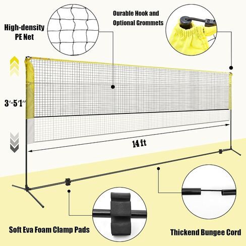 Portable Badminton Set for Backyard Lawn Beach, 1 Pc Adjustable 14 ft Badminton Net 4 Pcs Badminton Rackets 12 Pcs Nylon Shuttlecocks 4 Pcs Replacement Grip Tapes 1 Pc Bag in Saudi Arabia