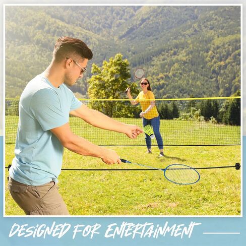 Portable Badminton Set for Backyard Lawn Beach, 1 Pc Adjustable 14 ft Badminton Net 4 Pcs Badminton Rackets 12 Pcs Nylon Shuttlecocks 4 Pcs Replacement Grip Tapes 1 Pc Bag in Saudi Arabia