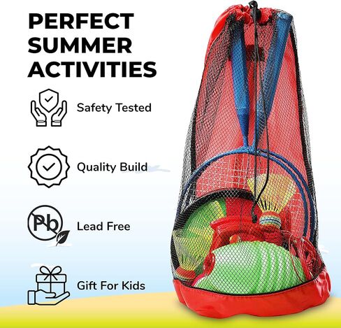 High Bounce 3 in1 Outdoor Games Combo Set for Kids, with Badminton Rackets Set, Toss and Catch Ball Set, Sliding Zoom Ball Game, Mesh Bag, Birdies, and Tennis Ball Included in Kuwait