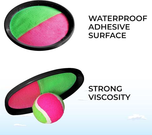 High Bounce 3 in1 Outdoor Games Combo Set for Kids, with Badminton Rackets Set, Toss and Catch Ball Set, Sliding Zoom Ball Game, Mesh Bag, Birdies, and Tennis Ball Included in Kuwait