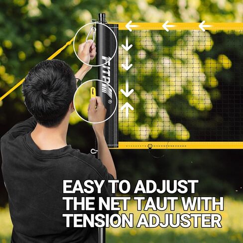 مجموعة كرة الريشة للفناء الخلفي، شبكة كرة الريشة المحمولة مع 4 مضارب كرة الريشة، 3 مضارب كرة الريشة، خط حدودي وحقيبة حمل مقاومة للماء 600D للحديقة والشاطئ والخارج in Kuwait