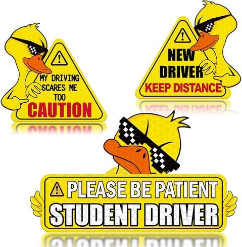 SuperKaKa 3 Pack Set Cute Duck Car Magnets,New Driver Magnet for Car,Bumper Student Driver Reflective Sign for Most Cars in Kuwait