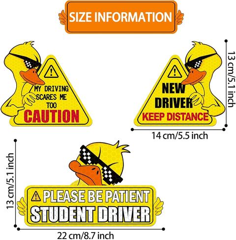 SuperKaKa 3 Pack Set Cute Duck Car Magnets,New Driver Magnet for Car,Bumper Student Driver Reflective Sign for Most Cars in Kuwait