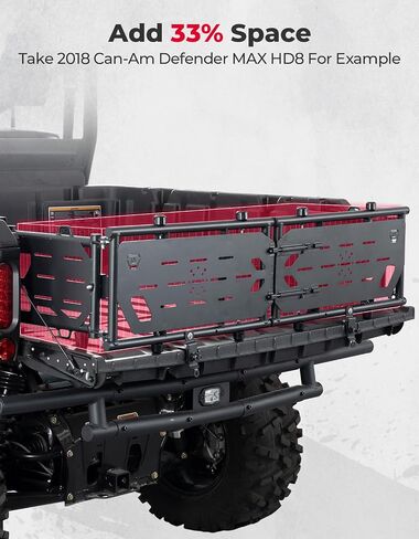 KEMIMOTO UTV Bed Extender, Compatible with Can-Am Defender & Defender MAX, Heavy Duty Openable 180° Flip Tailgate Extender Cargo Storage in Saudi Arabia