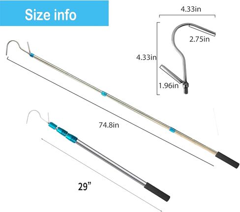 Truck Cargo Grabber, 6 FT Reach Tool for Pickup Truck Bed, Reach Retriever Tool, Heavy Duty Truck Accessories with Two Hooks in Saudi Arabia