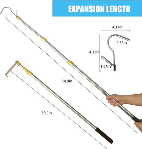 Truck Cargo Grabber, 6 FT Reach Tool for Pickup Truck Bed, Reach Retriever Tool, Heavy Duty Truck Accessories with Two Hooks in Saudi Arabia