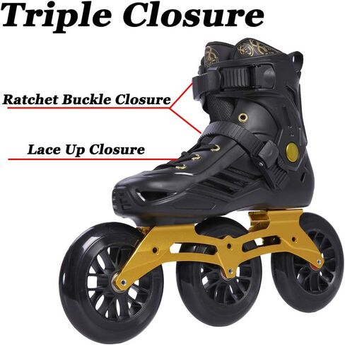 LIKU Black 3WD Inline Skate، 3 عجلات سباق تزلج للجنسين in Kuwait