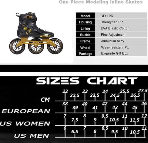 LIKU Black 3WD Inline Skate، 3 عجلات سباق تزلج للجنسين in Kuwait