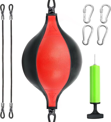 JUOIFIP Double End Punching Bag Ball, Double End Speed Bag Boxing Bag with Pump and 2pcs Ring Locking, Punching Equipment Perfect for Reaction, Agility, and Hand Eye Coordination Training in Saudi Arabia