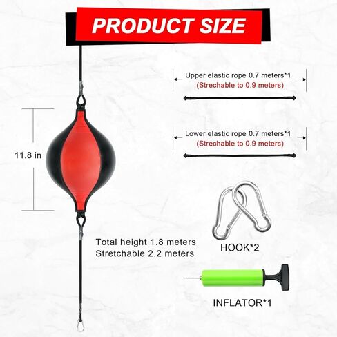 JUOIFIP Double End Punching Bag Ball, Double End Speed Bag Boxing Bag with Pump and 2pcs Ring Locking, Punching Equipment Perfect for Reaction, Agility, and Hand Eye Coordination Training in Saudi Arabia