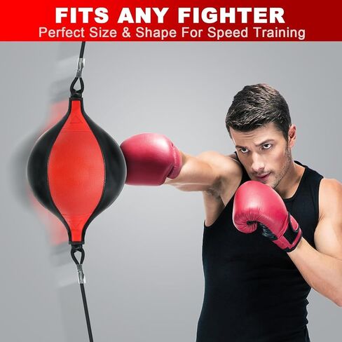 JUOIFIP Double End Punching Bag Ball, Double End Speed Bag Boxing Bag with Pump and 2pcs Ring Locking, Punching Equipment Perfect for Reaction, Agility, and Hand Eye Coordination Training in Saudi Arabia