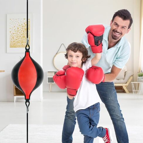 JUOIFIP Double End Punching Bag Ball, Double End Speed Bag Boxing Bag with Pump and 2pcs Ring Locking, Punching Equipment Perfect for Reaction, Agility, and Hand Eye Coordination Training in Saudi Arabia